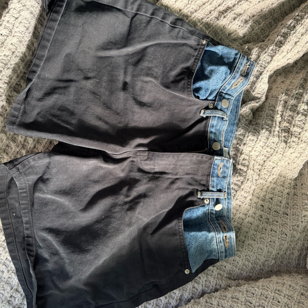 Frankie Shop Black and Blue Jean Shorts - Picture 3 of 7